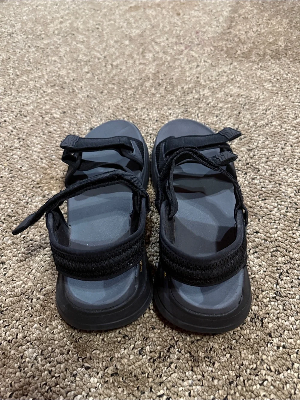 Teva Men’s Black Sport Sandals with Gray Footbed Sz 9
